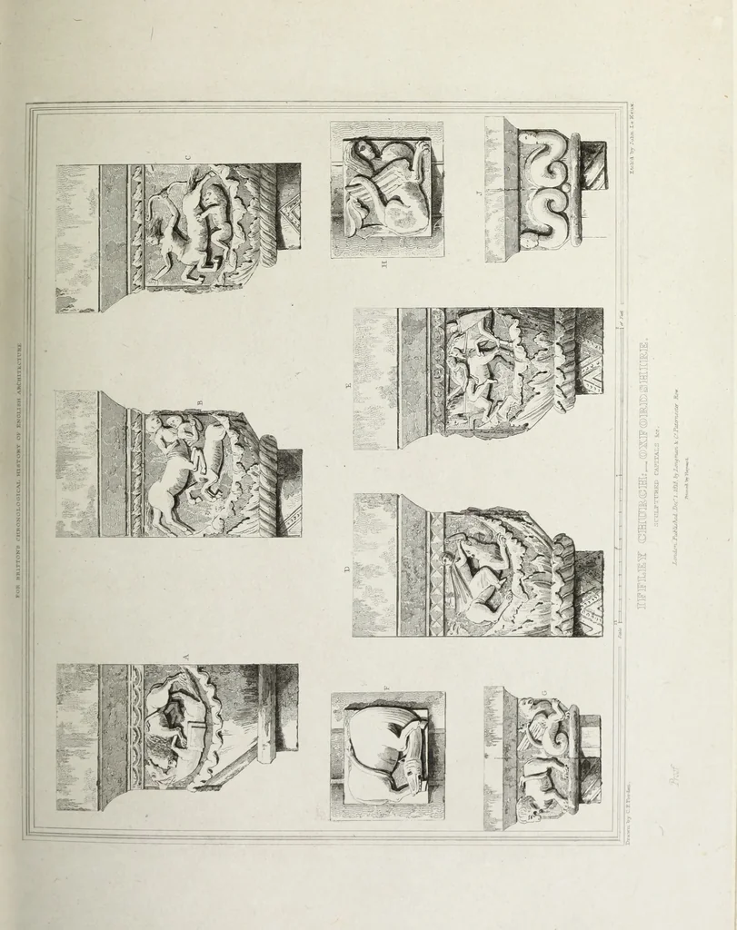 An illustration from The architectural antiquities of Great Britain, represented and illustrated in a series of views, elevations, plans, sections, and details, of various ancient English edifices : with historical and descriptive accounts of each, 1807, leaf 350