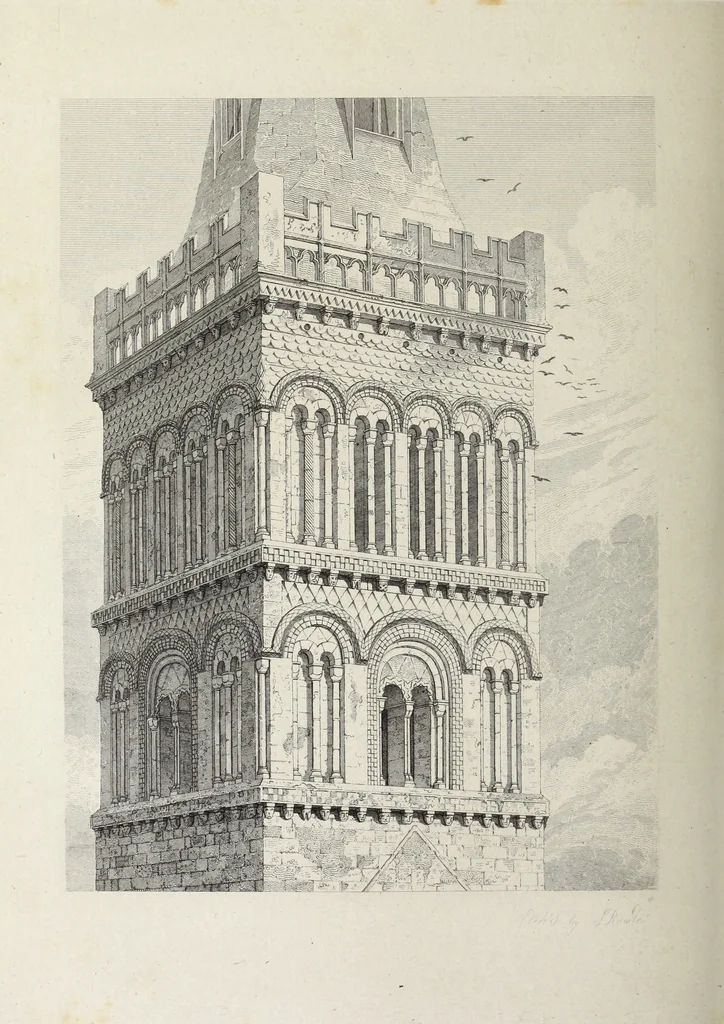 An illustration from The architectural antiquities of Great Britain, represented and illustrated in a series of views, elevations, plans, sections, and details, of various ancient English edifices : with historical and descriptive accounts of each, 1807, leaf 361