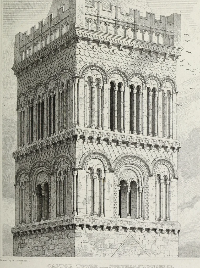 An illustration from The architectural antiquities of Great Britain, represented and illustrated in a series of views, elevations, plans, sections, and details, of various ancient English edifices : with historical and descriptive accounts of each, 1807, leaf 364