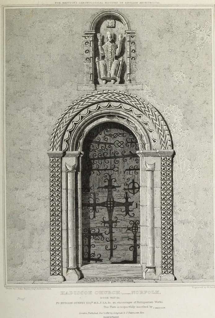 An illustration from The architectural antiquities of Great Britain, represented and illustrated in a series of views, elevations, plans, sections, and details, of various ancient English edifices : with historical and descriptive accounts of each, 1807, leaf 368