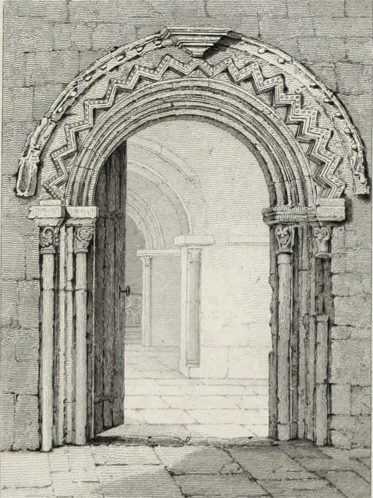 An illustration from The architectural antiquities of Great Britain, represented and illustrated in a series of views, elevations, plans, sections, and details, of various ancient English edifices : with historical and descriptive accounts of each, 1807, leaf 372
