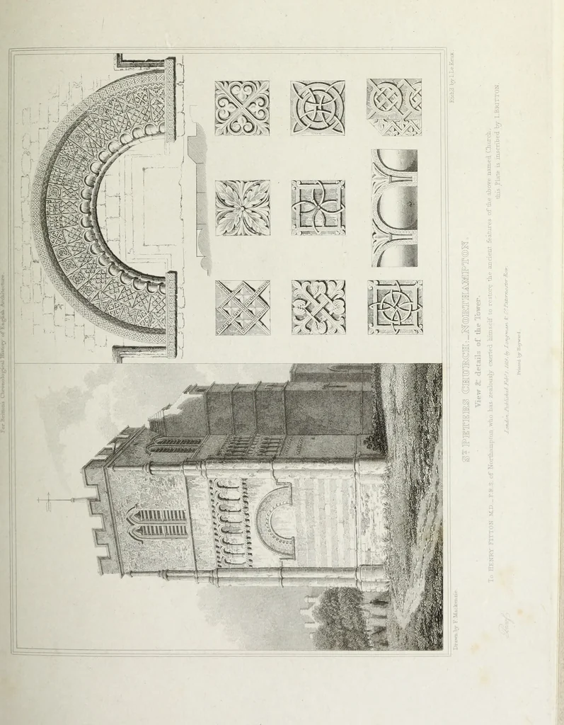 An illustration from The architectural antiquities of Great Britain, represented and illustrated in a series of views, elevations, plans, sections, and details, of various ancient English edifices : with historical and descriptive accounts of each, 1807, leaf 378
