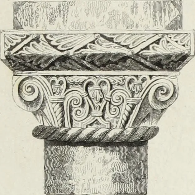An illustration from The architectural antiquities of Great Britain, represented and illustrated in a series of views, elevations, plans, sections, and details, of various ancient English edifices : with historical and descriptive accounts of each, 1807, leaf 390