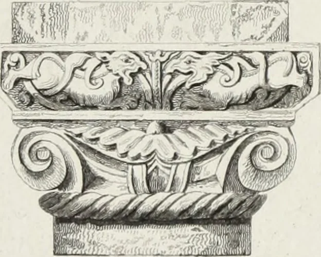 An illustration from The architectural antiquities of Great Britain, represented and illustrated in a series of views, elevations, plans, sections, and details, of various ancient English edifices : with historical and descriptive accounts of each, 1807, leaf 390