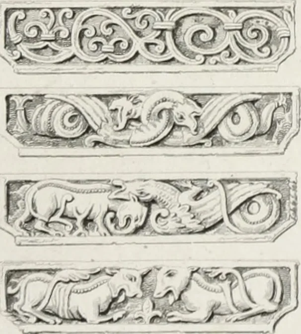 An illustration from The architectural antiquities of Great Britain, represented and illustrated in a series of views, elevations, plans, sections, and details, of various ancient English edifices : with historical and descriptive accounts of each, 1807, leaf 390