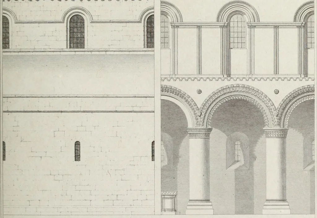 An illustration from The architectural antiquities of Great Britain, represented and illustrated in a series of views, elevations, plans, sections, and details, of various ancient English edifices : with historical and descriptive accounts of each, 1807, leaf 392