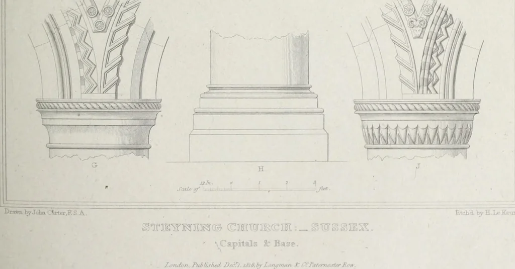 An illustration from The architectural antiquities of Great Britain, represented and illustrated in a series of views, elevations, plans, sections, and details, of various ancient English edifices : with historical and descriptive accounts of each, 1807, leaf 400