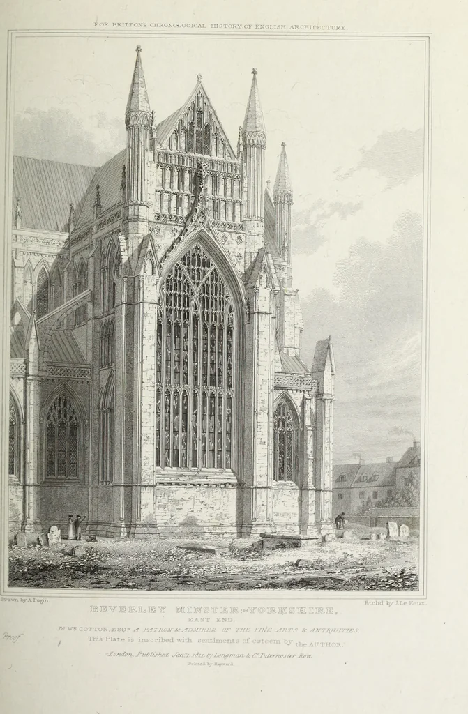 An illustration from The architectural antiquities of Great Britain, represented and illustrated in a series of views, elevations, plans, sections, and details, of various ancient English edifices : with historical and descriptive accounts of each, 1807, leaf 470