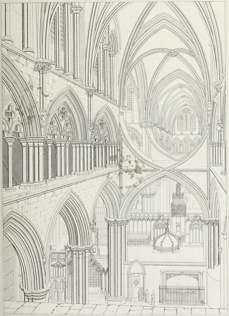 An illustration from The architectural antiquities of Great Britain, represented and illustrated in a series of views, elevations, plans, sections, and details, of various ancient English edifices : with historical and descriptive accounts of each, 1807, leaf 474