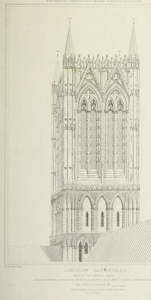 An illustration from The architectural antiquities of Great Britain, represented and illustrated in a series of views, elevations, plans, sections, and details, of various ancient English edifices : with historical and descriptive accounts of each, 1807, leaf 500