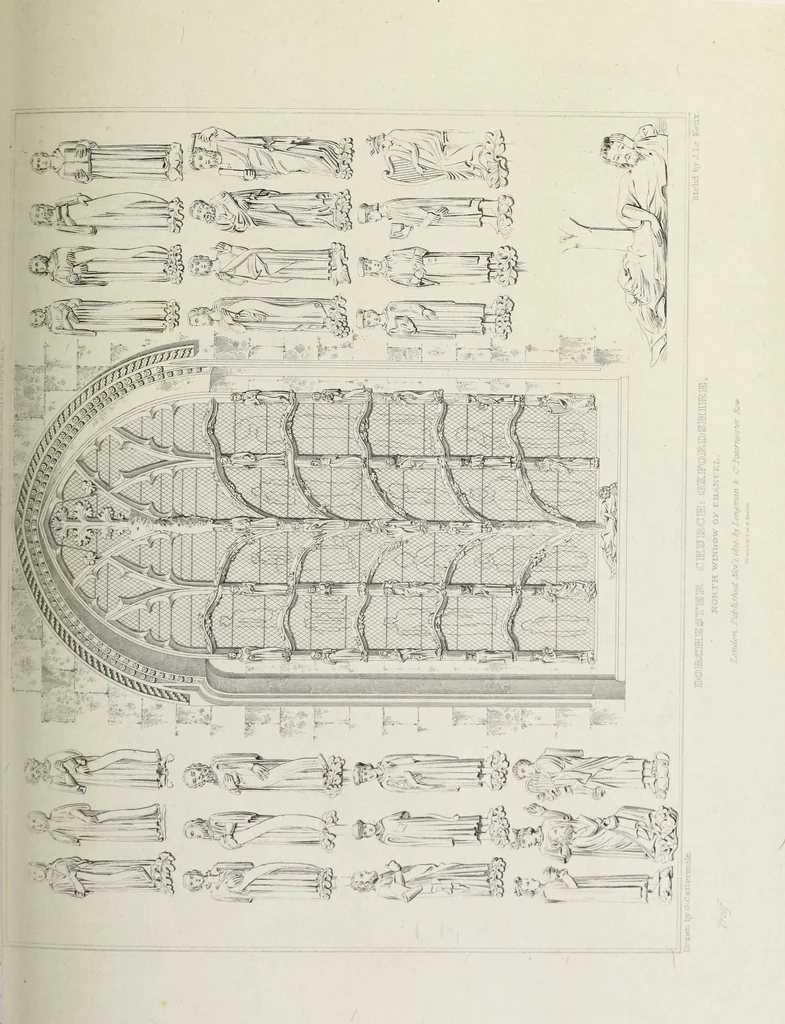 An illustration from The architectural antiquities of Great Britain, represented and illustrated in a series of views, elevations, plans, sections, and details, of various ancient English edifices : with historical and descriptive accounts of each, 1807, leaf 504