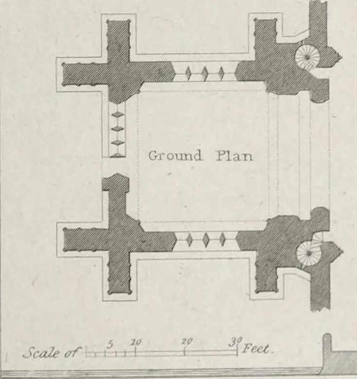 An illustration from The architectural antiquities of Great Britain, represented and illustrated in a series of views, elevations, plans, sections, and details, of various ancient English edifices : with historical and descriptive accounts of each, 1807, leaf 510