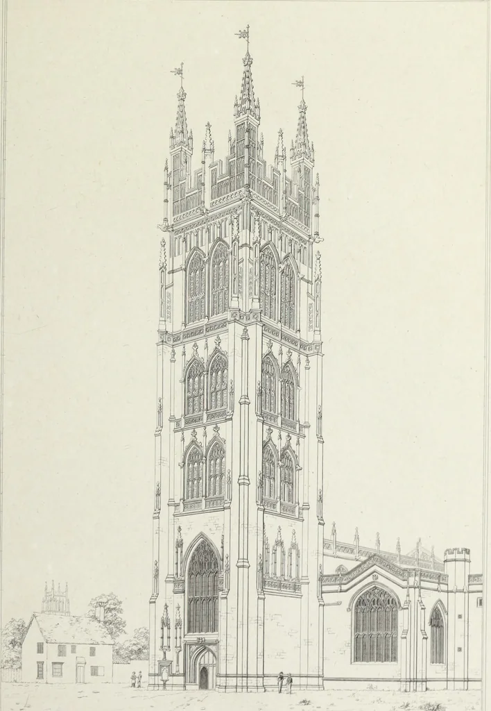 An illustration from The architectural antiquities of Great Britain, represented and illustrated in a series of views, elevations, plans, sections, and details, of various ancient English edifices : with historical and descriptive accounts of each, 1807, leaf 520