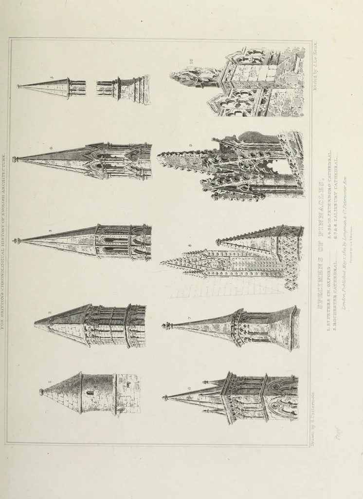 An illustration from The architectural antiquities of Great Britain, represented and illustrated in a series of views, elevations, plans, sections, and details, of various ancient English edifices : with historical and descriptive accounts of each, 1807, leaf 522