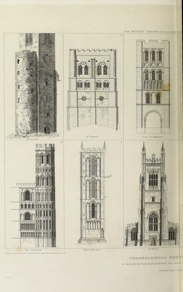 An illustration from The architectural antiquities of Great Britain, represented and illustrated in a series of views, elevations, plans, sections, and details, of various ancient English edifices : with historical and descriptive accounts of each, 1807, leaf 547