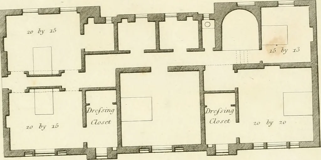 An illustration from Architectural designs for rustic cottages, picturesque dwellings, villas, &c. : with appropriate scenery, plans and descriptions : to which are prefixed, some critical observations on their style and character : and also of castles, abbies, and ancient English houses, concluding with practical remarks on building, and the causes of the dry rot, 1807, leaf 102