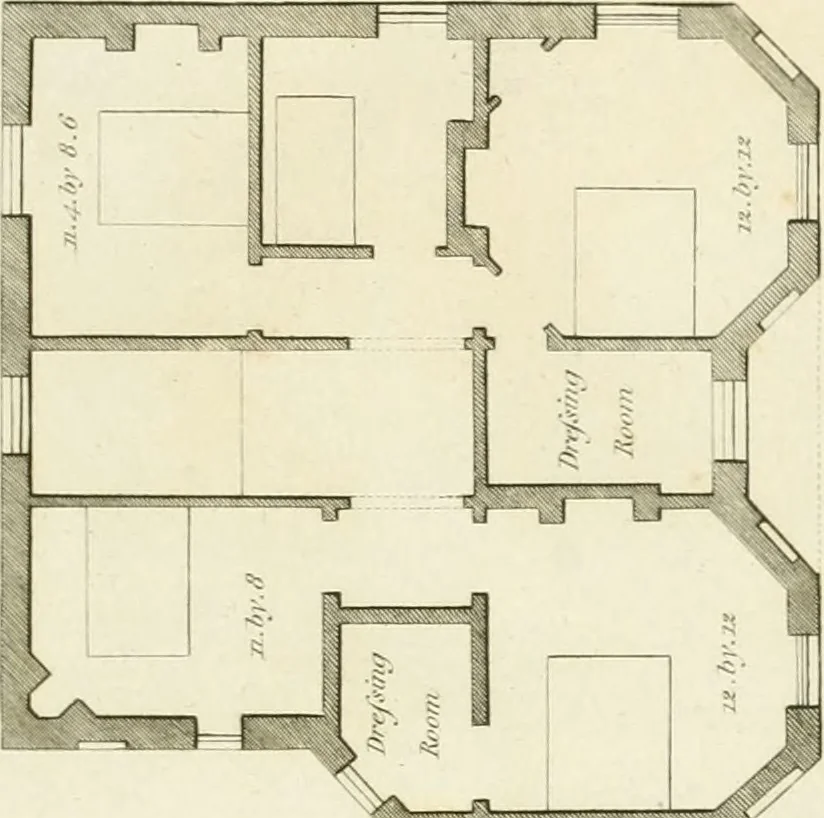 An illustration from Architectural designs for rustic cottages, picturesque dwellings, villas, &c. : with appropriate scenery, plans and descriptions : to which are prefixed, some critical observations on their style and character : and also of castles, abbies, and ancient English houses, concluding with practical remarks on building, and the causes of the dry rot, 1807, leaf 74
