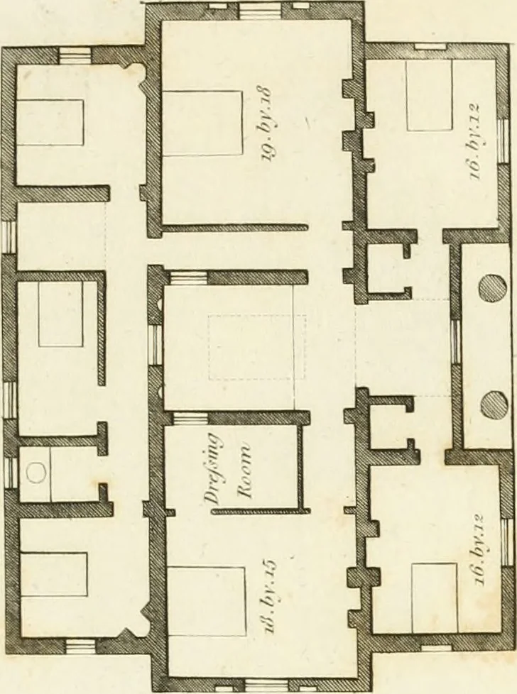 An illustration from Architectural designs for rustic cottages, picturesque dwellings, villas, &c. : with appropriate scenery, plans and descriptions : to which are prefixed, some critical observations on their style and character : and also of castles, abbies, and ancient English houses, concluding with practical remarks on building, and the causes of the dry rot, 1807, leaf 98