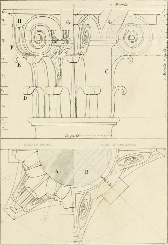 An illustration from The architectural director : being a guide to builders, draughtsman, students, workmen, in the study, design, and execution of architecture ..., 1848, leaf 252