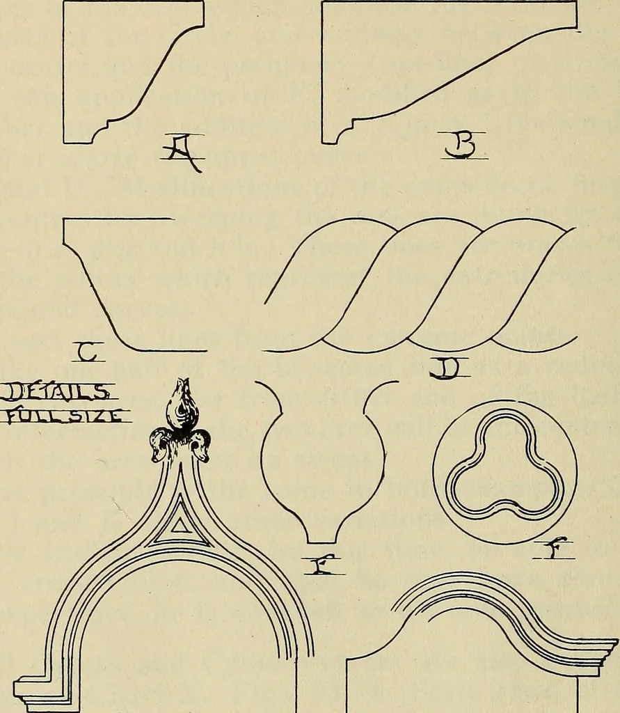 An illustration from Architectural drawing : a textbook that combines the parctical instructions and examples that the student needs, with the suggestive programs, supplementary problems, etc, required by the teacher, written by an architect of wide experience who has also taught the subject for years at Teachers' College, Columbia University, and Mechanics' Institute, New York, 1920, leaf 153