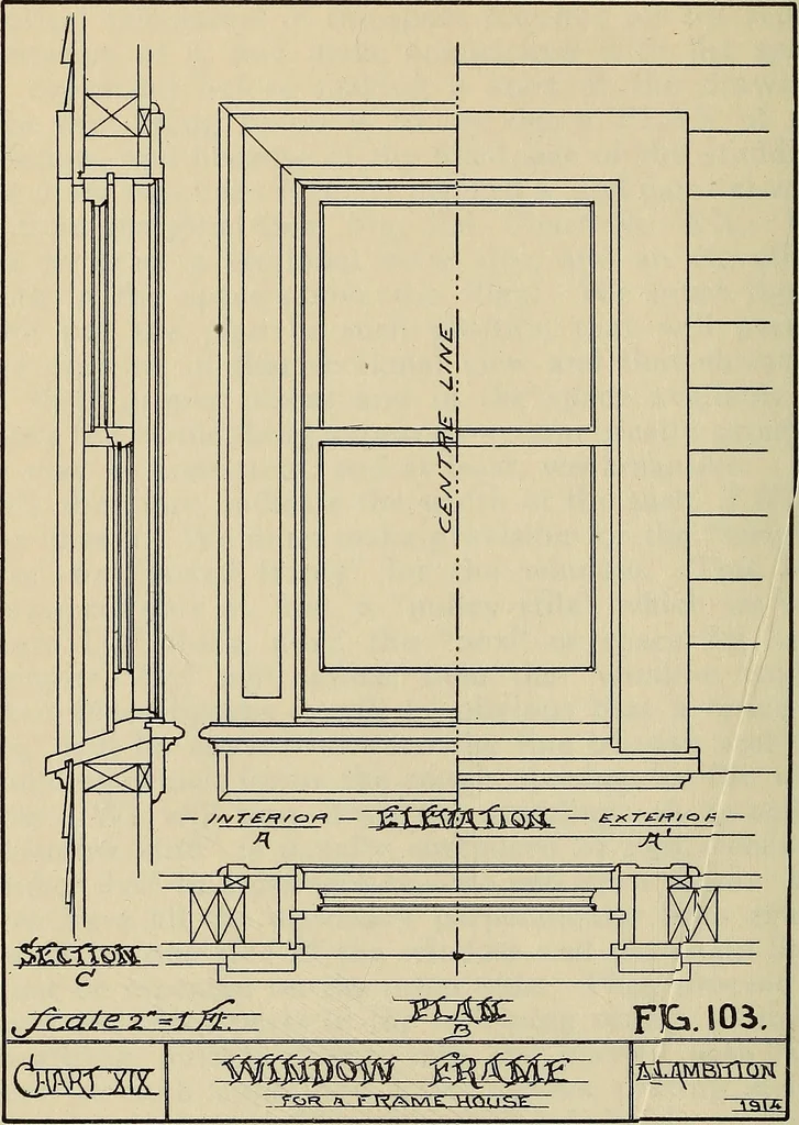 An illustration from Architectural drawing : a textbook that combines the parctical instructions and examples that the student needs, with the suggestive programs, supplementary problems, etc, required by the teacher, written by an architect of wide experience who has also taught the subject for years at Teachers' College, Columbia University, and Mechanics' Institute, New York, 1920, leaf 189