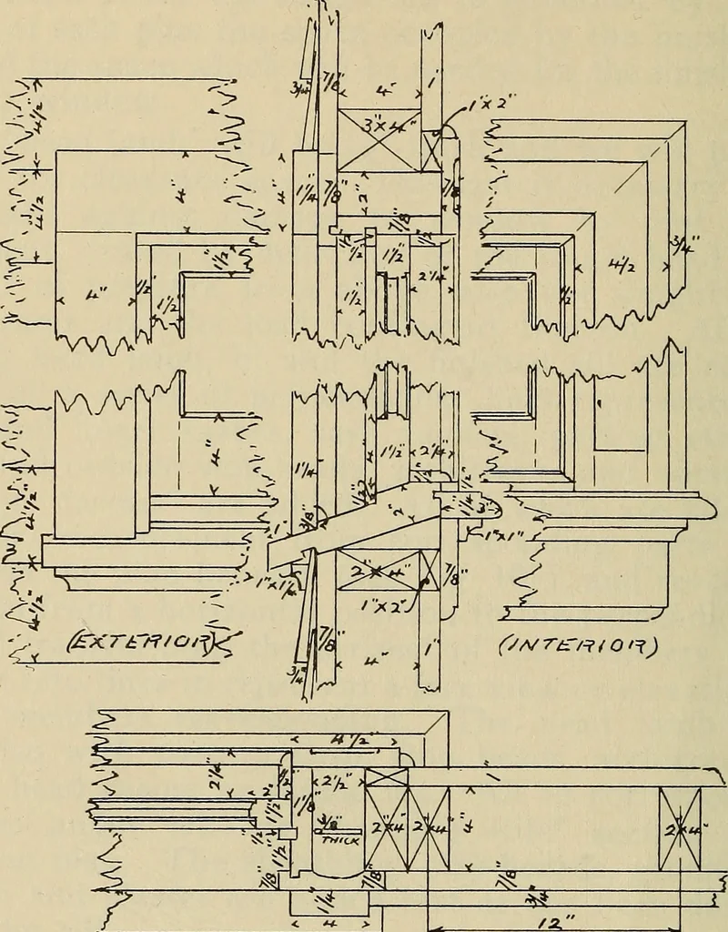 An illustration from Architectural drawing : a textbook that combines the parctical instructions and examples that the student needs, with the suggestive programs, supplementary problems, etc, required by the teacher, written by an architect of wide experience who has also taught the subject for years at Teachers' College, Columbia University, and Mechanics' Institute, New York, 1920, leaf 195