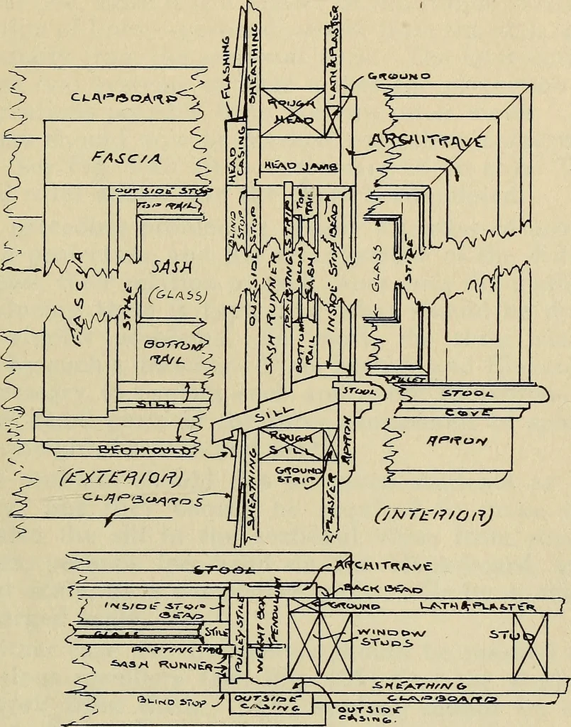 An illustration from Architectural drawing : a textbook that combines the parctical instructions and examples that the student needs, with the suggestive programs, supplementary problems, etc, required by the teacher, written by an architect of wide experience who has also taught the subject for years at Teachers' College, Columbia University, and Mechanics' Institute, New York, 1920, leaf 196