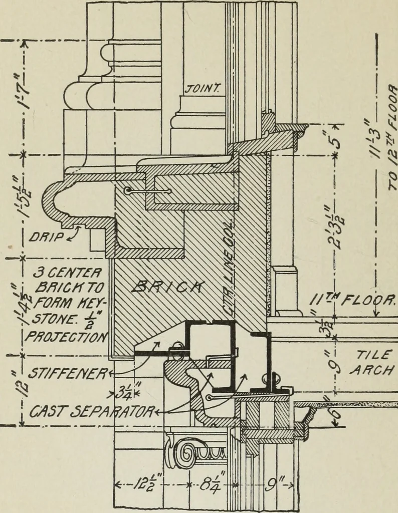 An illustration from Architectural engineering. With special reference to high building construction, including many examples of Chicago office buildings, 1895, leaf 121