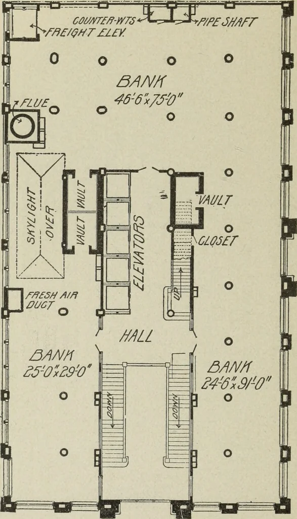 An illustration from Architectural engineering. With special reference to high building construction, including many examples of Chicago office buildings, 1895, leaf 55