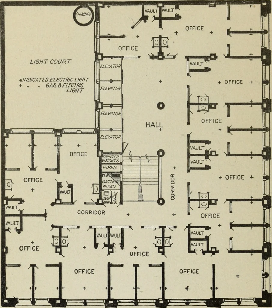An illustration from Architectural engineering. With special reference to high building construction, including many examples of Chicago office buildings, 1895, leaf 59