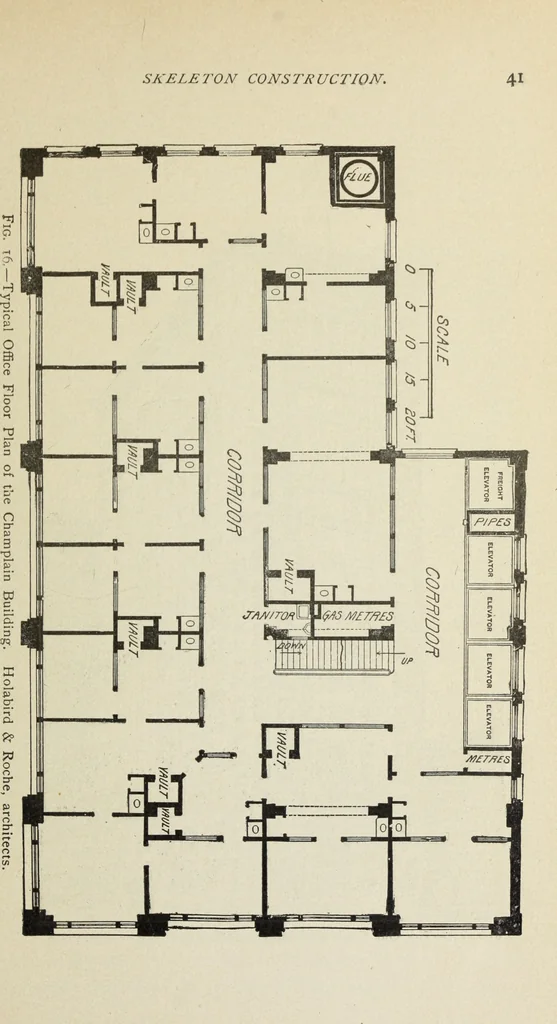 An illustration from Architectural engineering. With special reference to high building construction, including many examples of Chicago office buildings, 1895, leaf 60
