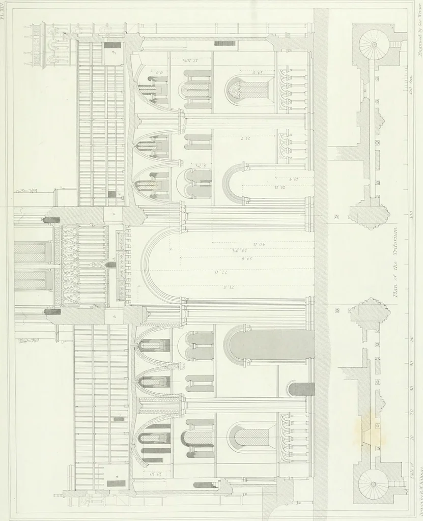 An illustration from Architectural illustrations and description of the cathedral church at Durham, 1843, leaf 100