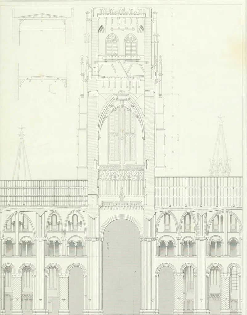 An illustration from Architectural illustrations and description of the cathedral church at Durham, 1843, leaf 102