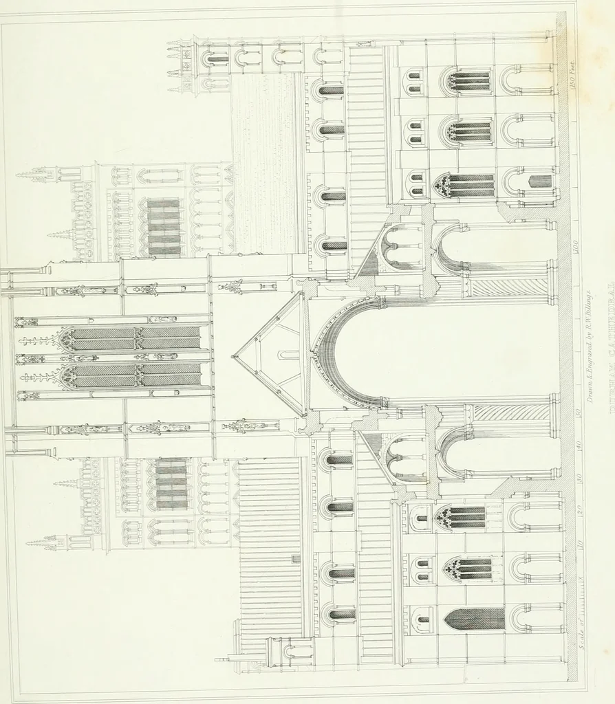 An illustration from Architectural illustrations and description of the cathedral church at Durham, 1843, leaf 104