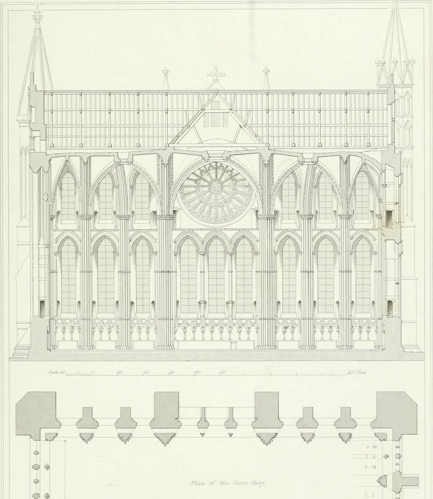 An illustration from Architectural illustrations and description of the cathedral church at Durham, 1843, leaf 106