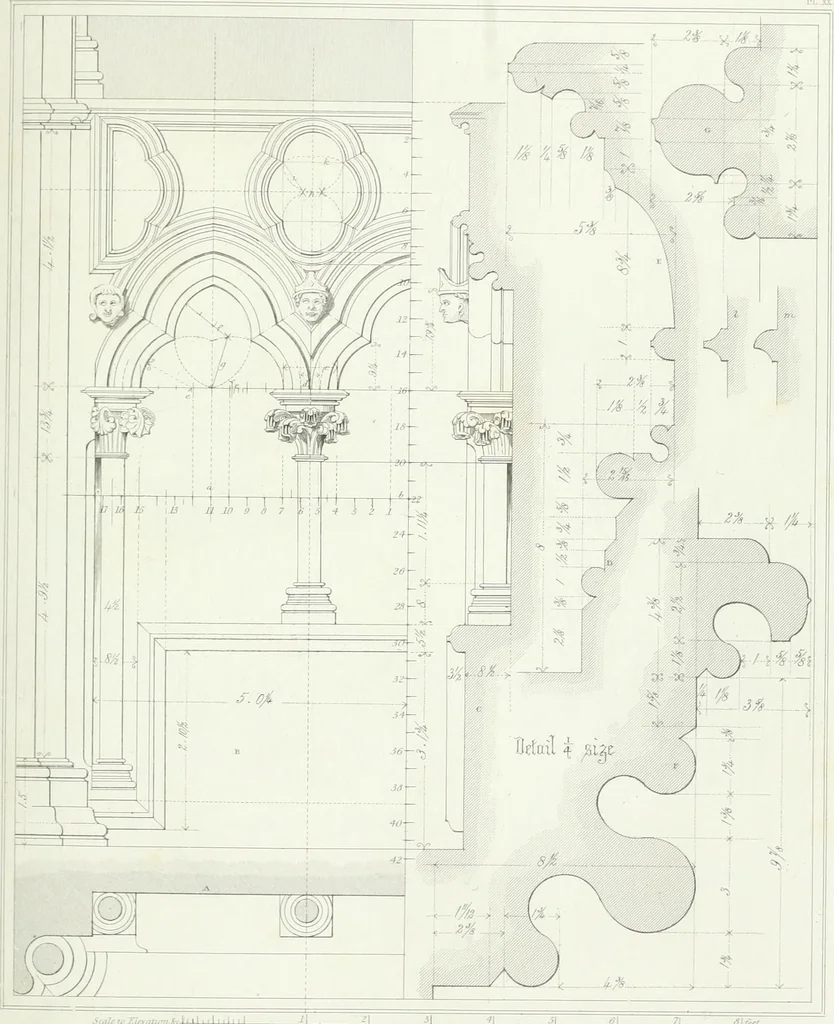 An illustration from Architectural illustrations and description of the cathedral church at Durham, 1843, leaf 112