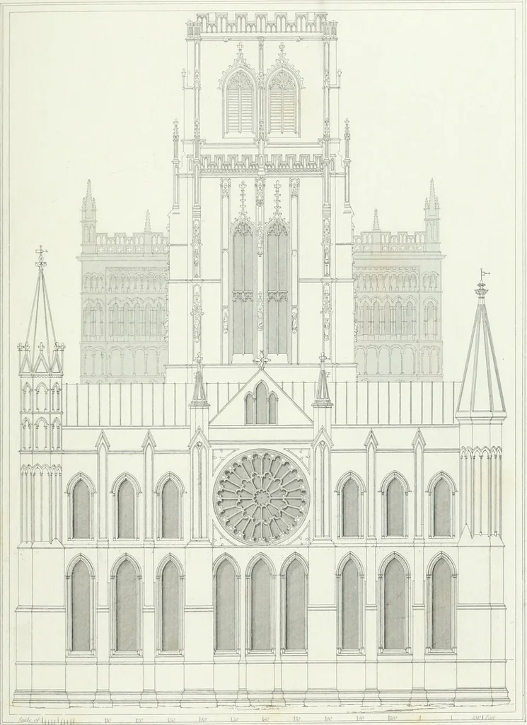 An illustration from Architectural illustrations and description of the cathedral church at Durham, 1843, leaf 114