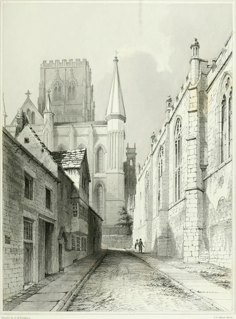 An illustration from Architectural illustrations and description of the cathedral church at Durham, 1843, leaf 118