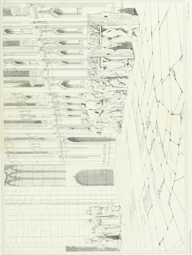 An illustration from Architectural illustrations and description of the cathedral church at Durham, 1843, leaf 126