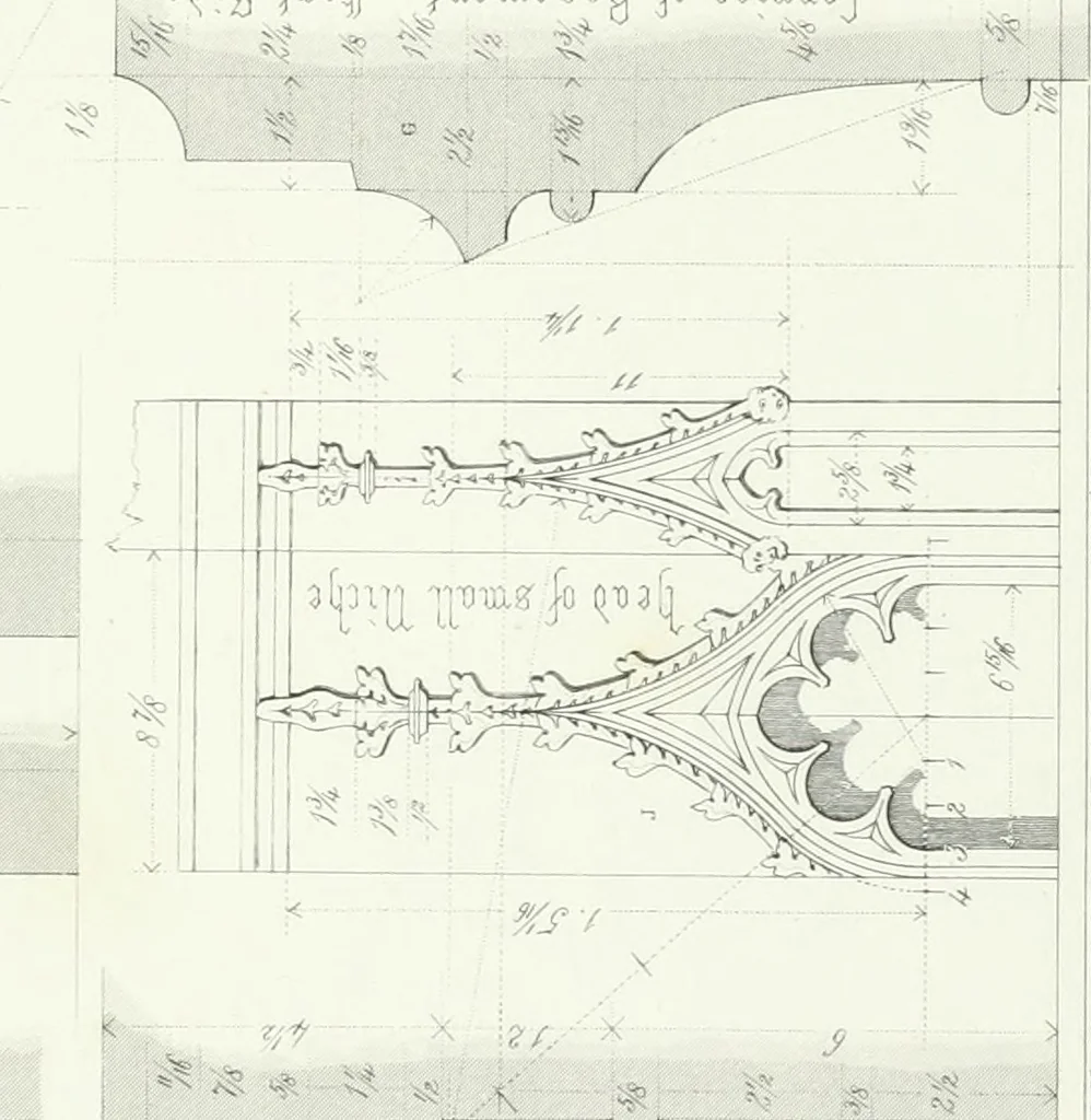 An illustration from Architectural illustrations and description of the cathedral church at Durham, 1843, leaf 132