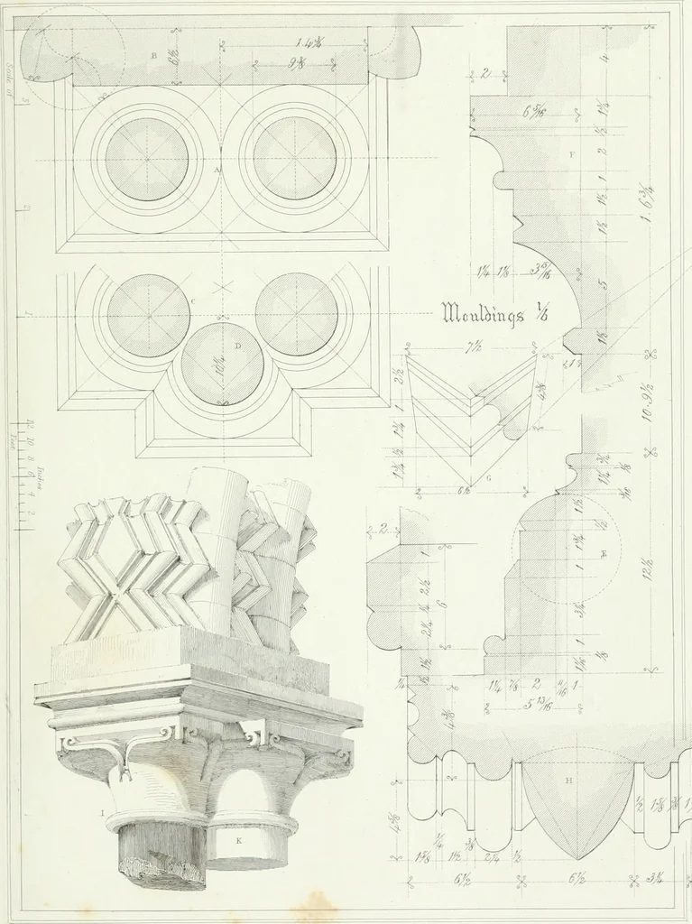 An illustration from Architectural illustrations and description of the cathedral church at Durham, 1843, leaf 140
