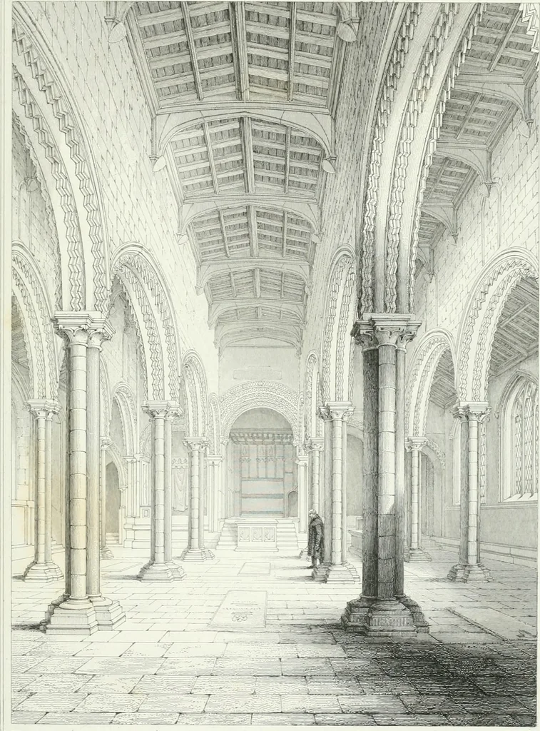 An illustration from Architectural illustrations and description of the cathedral church at Durham, 1843, leaf 142