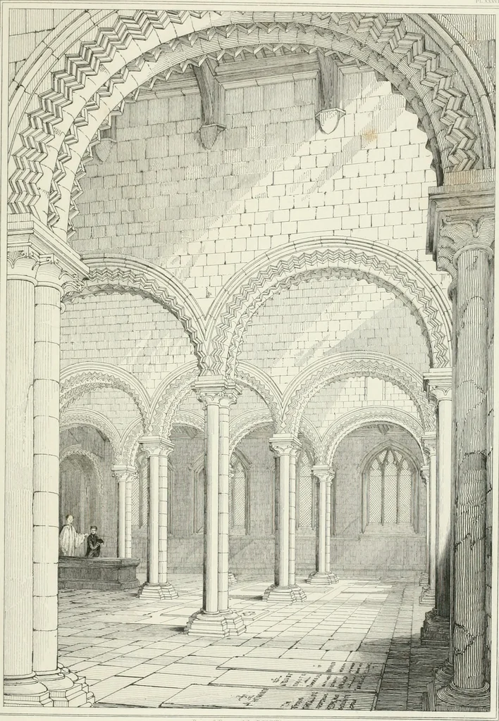 An illustration from Architectural illustrations and description of the cathedral church at Durham, 1843, leaf 144