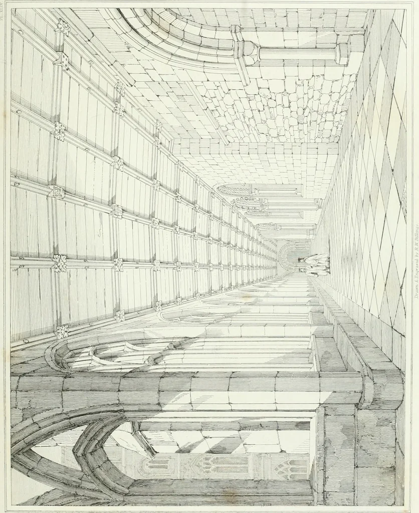 An illustration from Architectural illustrations and description of the cathedral church at Durham, 1843, leaf 158