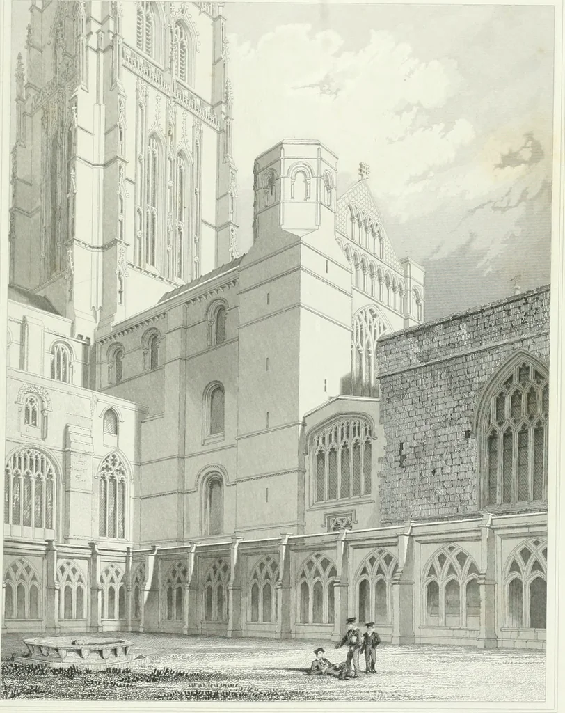 An illustration from Architectural illustrations and description of the cathedral church at Durham, 1843, leaf 160