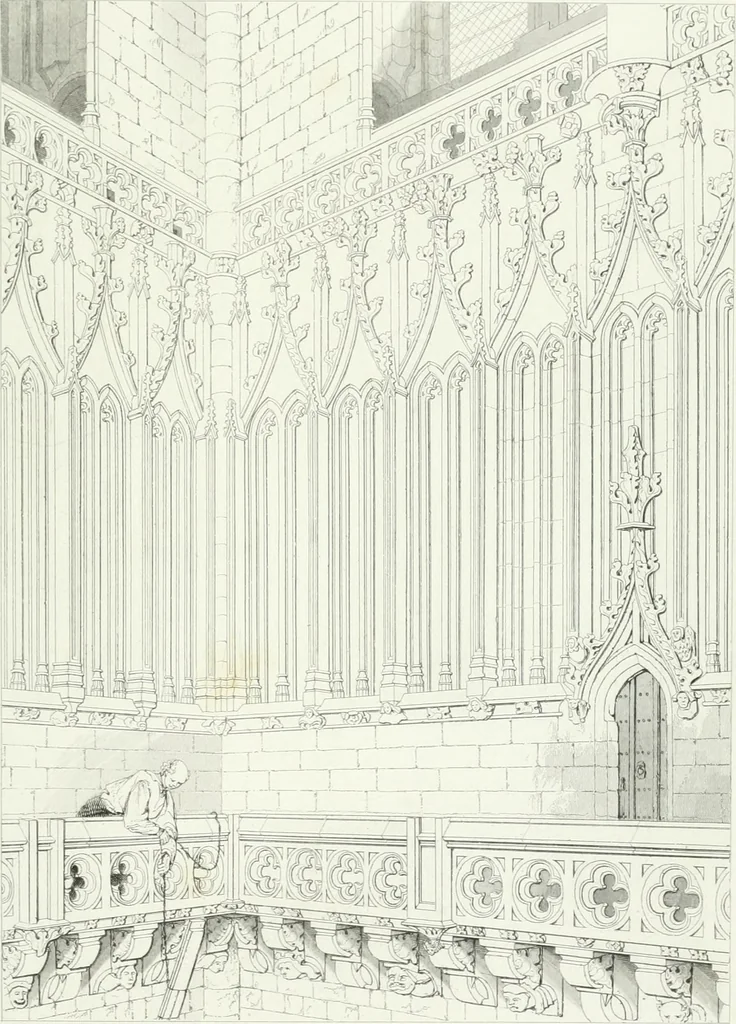 An illustration from Architectural illustrations and description of the cathedral church at Durham, 1843, leaf 164