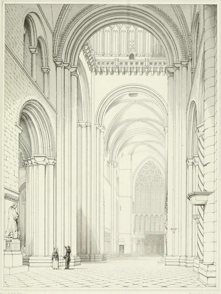 An illustration from Architectural illustrations and description of the cathedral church at Durham, 1843, leaf 168