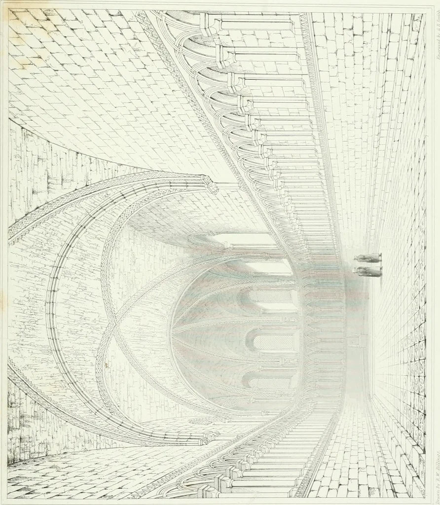 An illustration from Architectural illustrations and description of the cathedral church at Durham, 1843, leaf 174