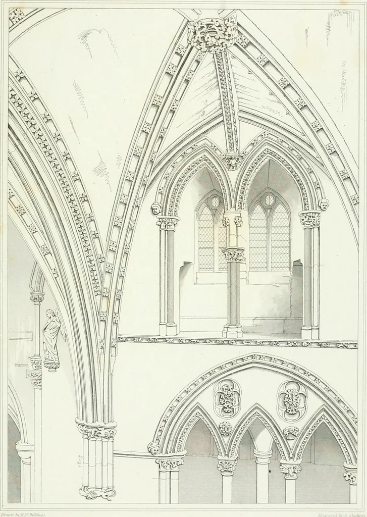 An illustration from Architectural illustrations and description of the cathedral church at Durham, 1843, leaf 178