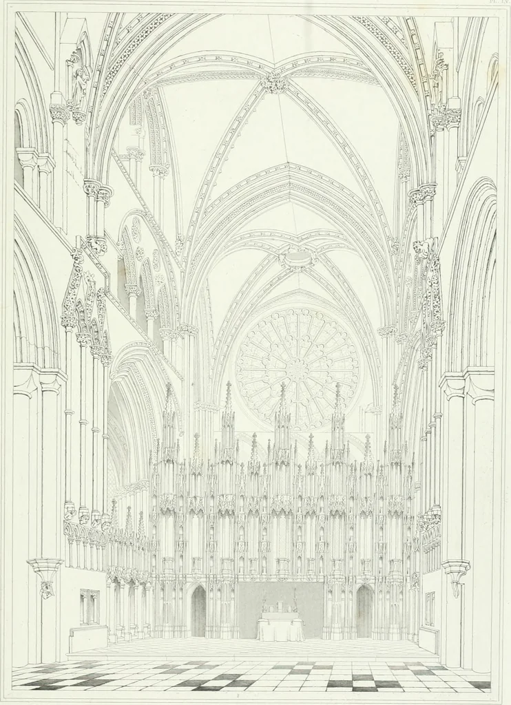 An illustration from Architectural illustrations and description of the cathedral church at Durham, 1843, leaf 180